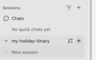 GitHub Copilot app showing a newly added project ready to work with.